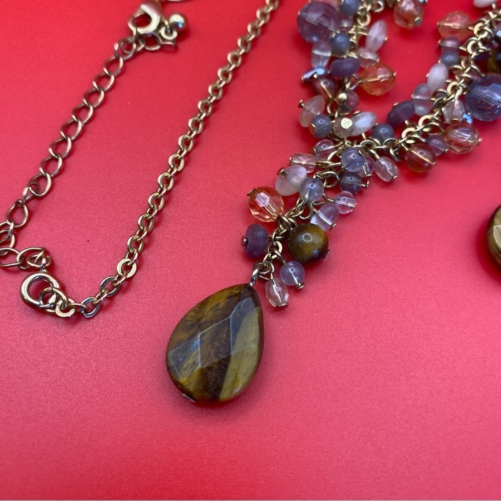 Vintage Cluster Beaded Necklace and Earring Set - Picture 4 of 6